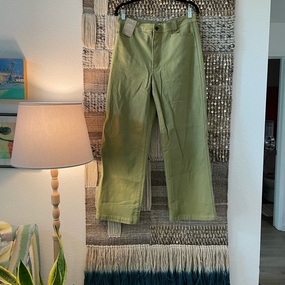 💚 NWT Madewell ‘Emmett’ wide leg Artichoke green chinos women’s waist 30 - Picture 2 of 12